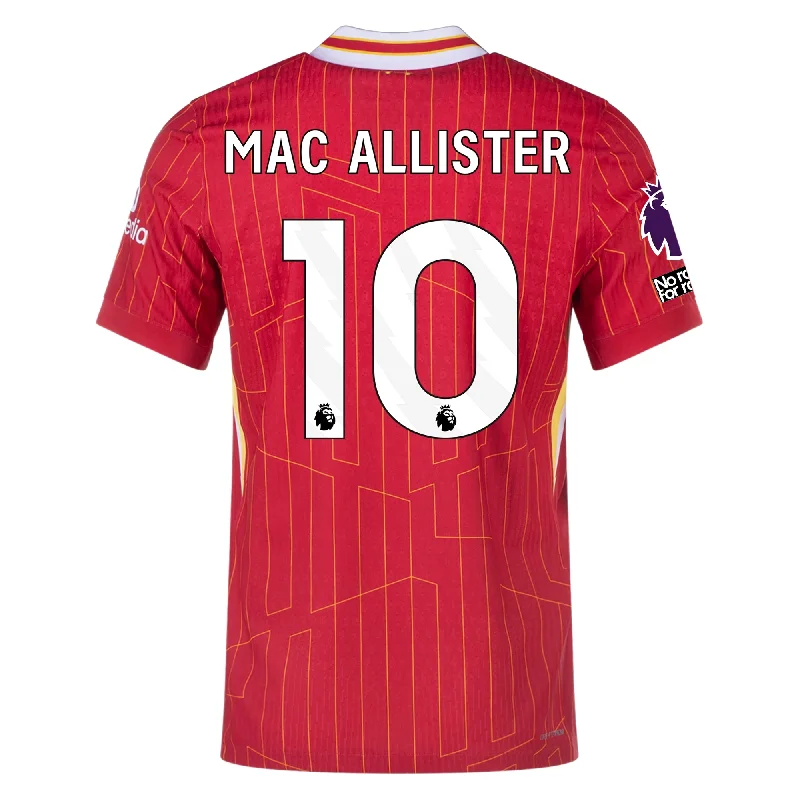 Nike Liverpool Match Authentic Alexis Mac Allister Home Jersey w/ EPL + No Room For Racism Patches 24/25 (Gym Red/Chrome Yellow)