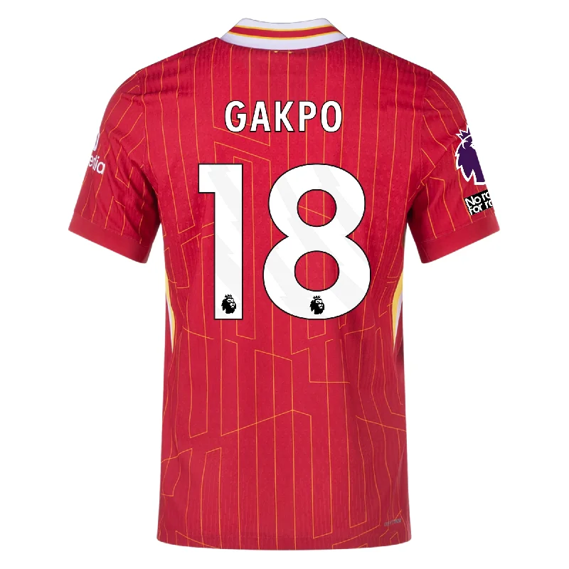 Nike Liverpool Match Authentic Cody Gakpo Home Jersey w/ EPL + No Room For Racism Patches 24/25 (Gym Red/Chrome Yellow)