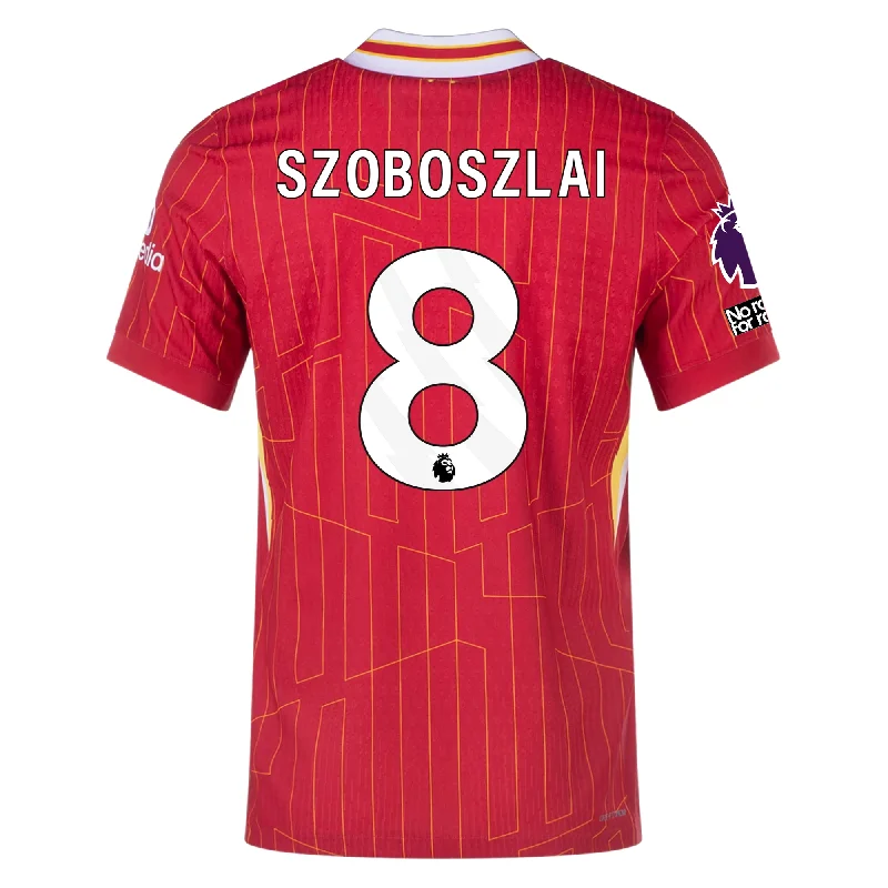 Nike Liverpool Match Authentic Dominik Szoboszlai Home Jersey w/ EPL + No Room For Racism Patches 24/25 (Gym Red/Chrome Yellow)