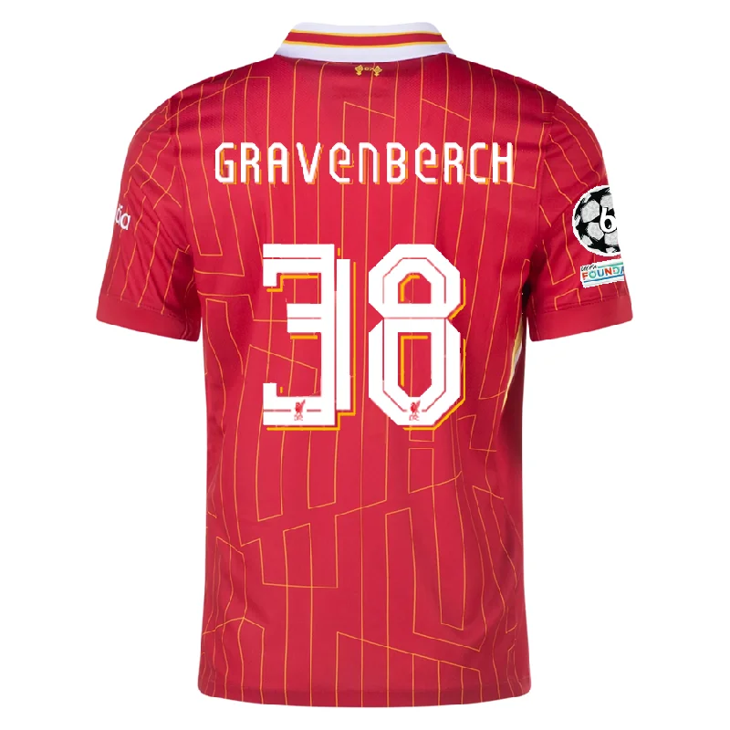 Nike Liverpool Ryan Gravenberch Home Jersey w/ Champions League Patches 24/25 (Gym Red/Chrome Yellow)