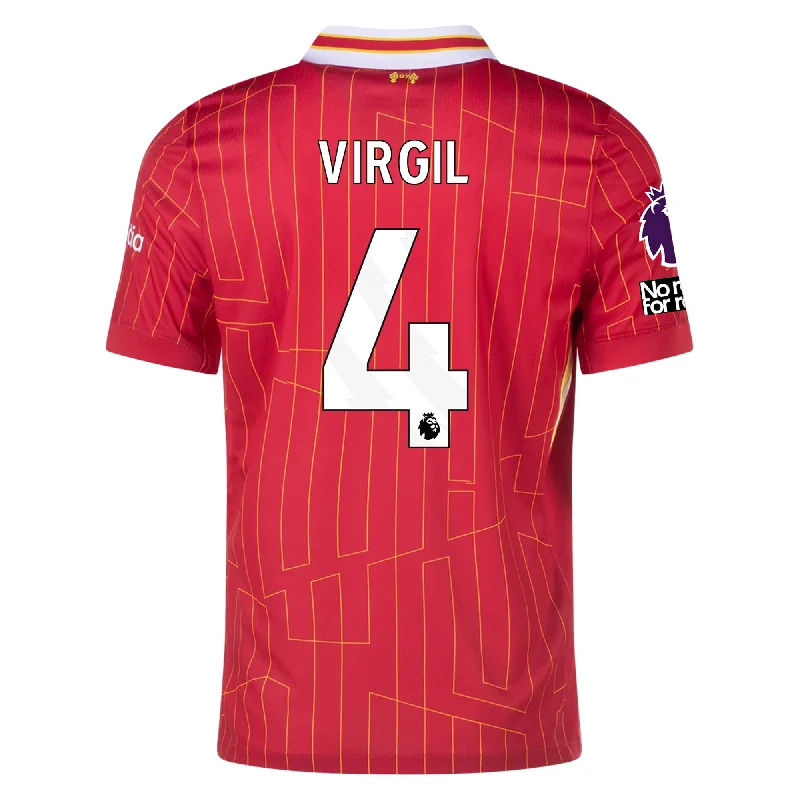 Nike Liverpool Virgil van Dijk Home Jersey w/ EPL + No Room For Racism Patches 24/25 (Gym Red/Chrome Yellow)