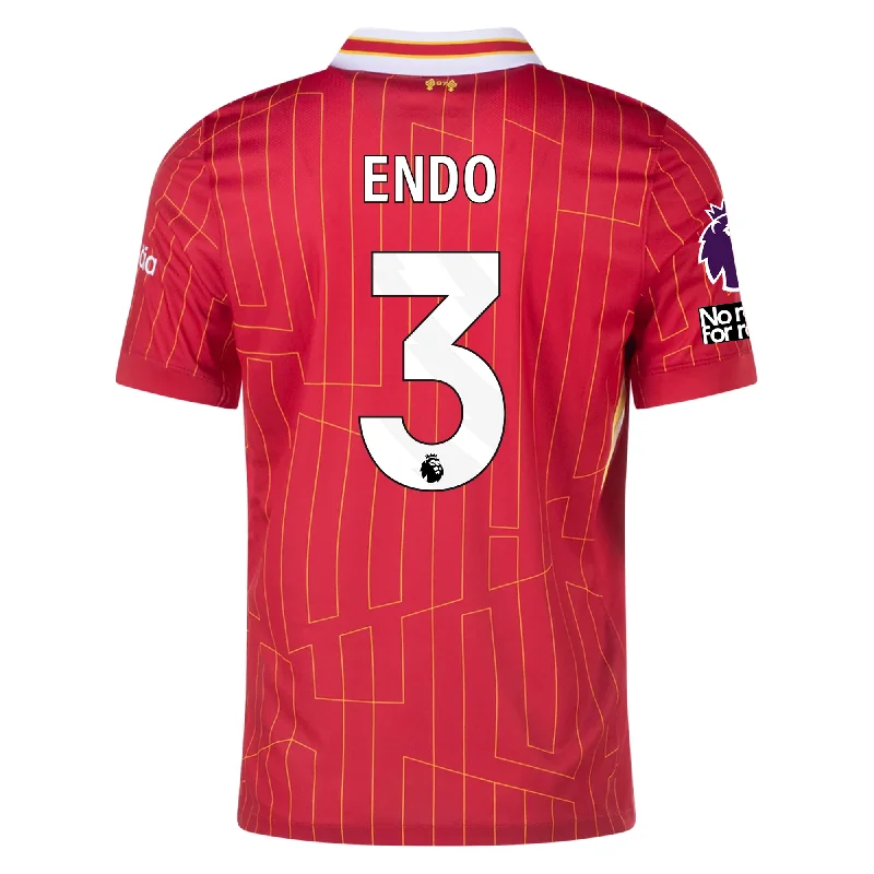 Nike Liverpool Wataru Endō Home Jersey w/ EPL + No Room For Racism Patches 24/25 (Gym Red/Chrome Yellow)