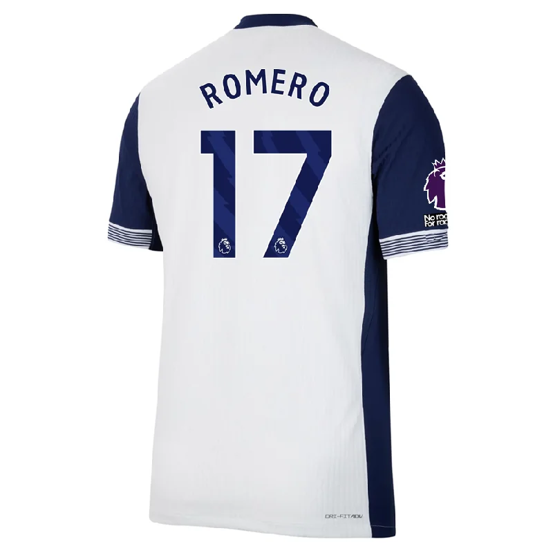 Nike Tottenham Authentic Cristian Romero Home Jersey w/ EPL + No Room For Racism Patches 24/25 (White/Binary Blue)