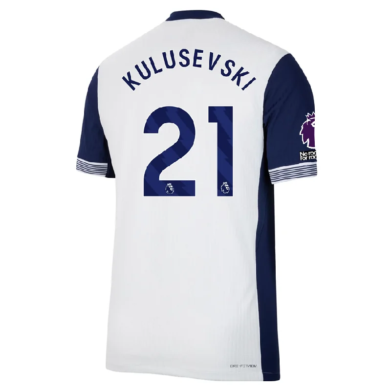 Nike Tottenham Authentic Dejan Kulusevski Home Jersey w/ EPL + No Room For Racism Patches 24/25 (White/Binary Blue)