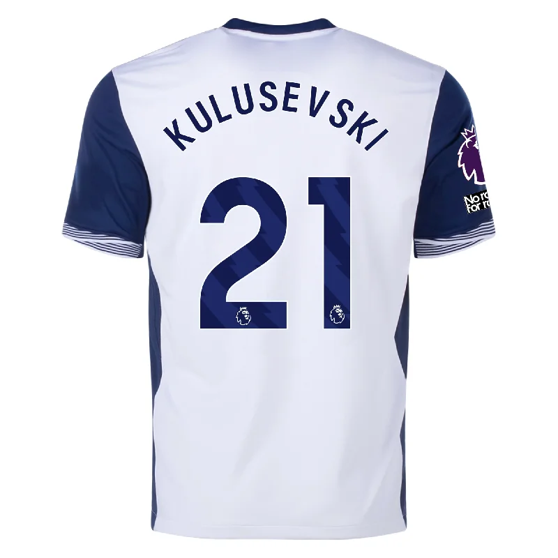 Nike Tottenham Dejan Kulusevski Home Jersey w/ EPL + No Room For Racism Patches 24/25 (White/Binary Blue)