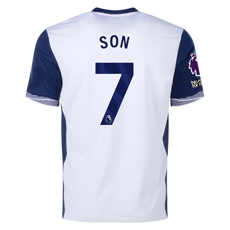 Nike Tottenham Son Home Jersey w/ EPL + No Room For Racism Patches 24/25 (White/Binary Blue)