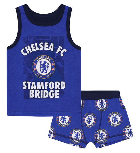 Official Chelsea FC Boys Boxer Short & Vest Set