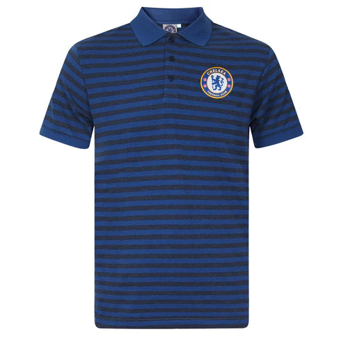 Official Chelsea FC Mens Polo Shirt Striped