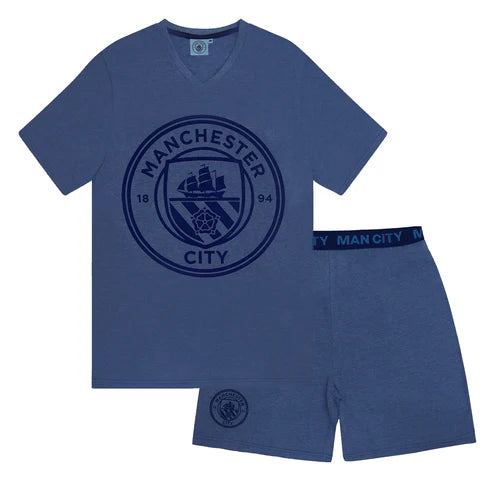 Official Manchester City FC Mens Shorts & Tee Pyjama Set