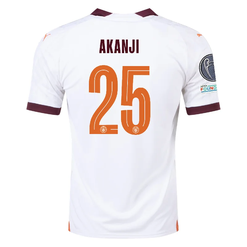 Puma Manchester City Akanji Away Jersey w/ Champions League Patches 23/24 (Puma White/Aubergine)