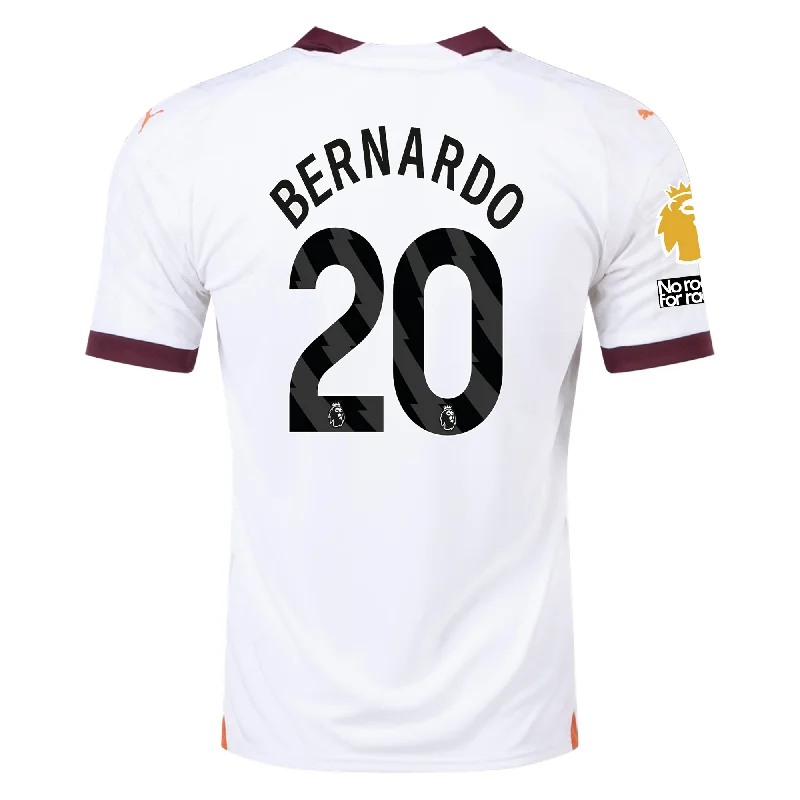 Puma Manchester City Bernardo Silva Away Jersey w/ EPL + No Room For Racism Patches 23/24 (Puma White/Aubergine)