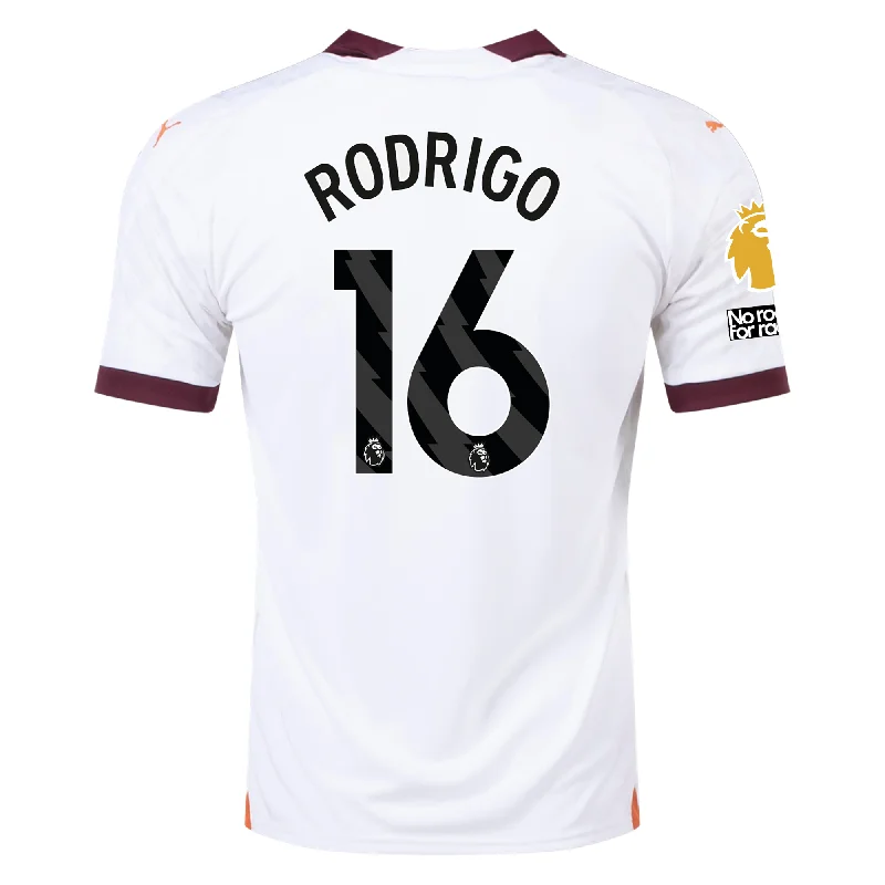 Puma Manchester City Rodrigo Away Jersey w/ EPL + No Room For Racism Patches 23/24 (Puma White/Aubergine)