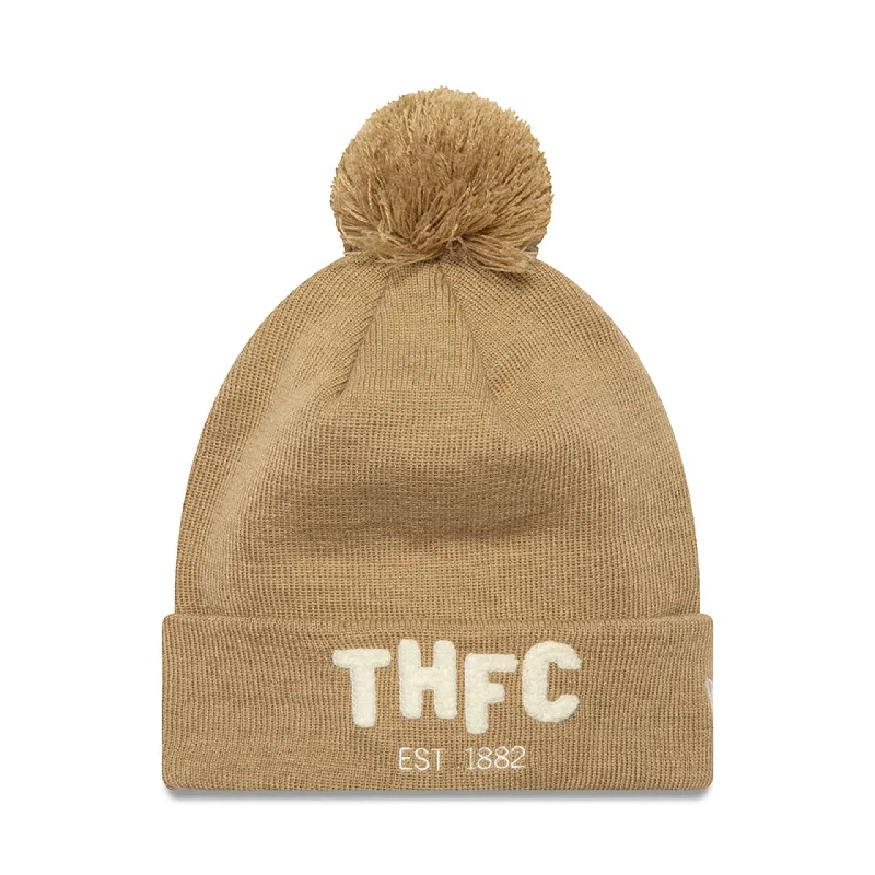 Tottenham Hotspur FC Boucle Dark Beige Bobble Knit Beanie Hat