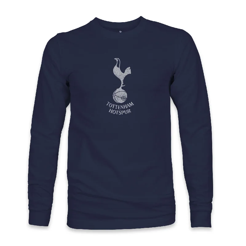 Tottenham Hotspur Mono Badge Cotton Long Sleeve T-Shirt - Navy