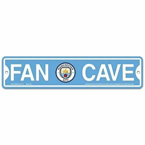 WinCraft Manchester City FC Plastic Fan Cave Sign 4" x 17" Street Sign